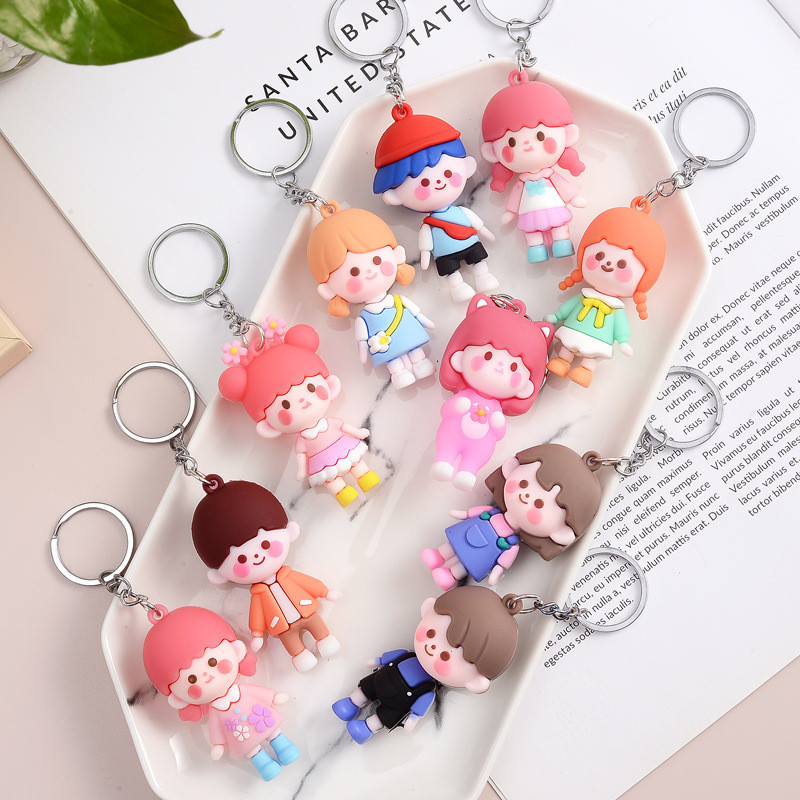3 Móc Khóa Cô Bé Cậu Bé Thời Trang 6Cm