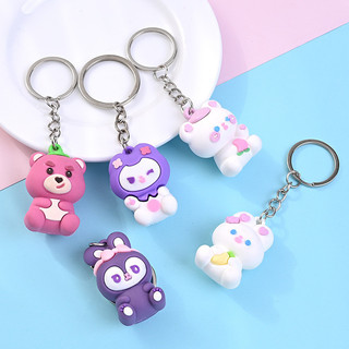 3 Móc Khóa Gấu Hồng Ngồi 4Cm - Thỏ Hồng VPP
