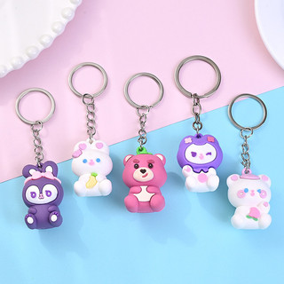3 Móc Khóa Gấu Hồng Ngồi 4Cm - Thỏ Hồng VPP