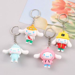 3 Móc Khóa Thỏ Tai Dài Thời Trang 6Cm Áo Trắng - Thỏ Hồng VPP