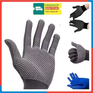 [GIÁ SỈ] SET 12 ĐÔI Găng tay lao động có hạt chống trơn trượt màu đen xám - Bao tay bảo hộ cho cả nam nữ làm vườn