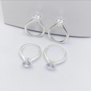 nhẫn bạc ta , viền trơn đá chủ 6li tài lộc - jena sliver