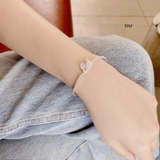 Lắc tay thiên nga bạc ta  hàng dày dặn - jena sliver