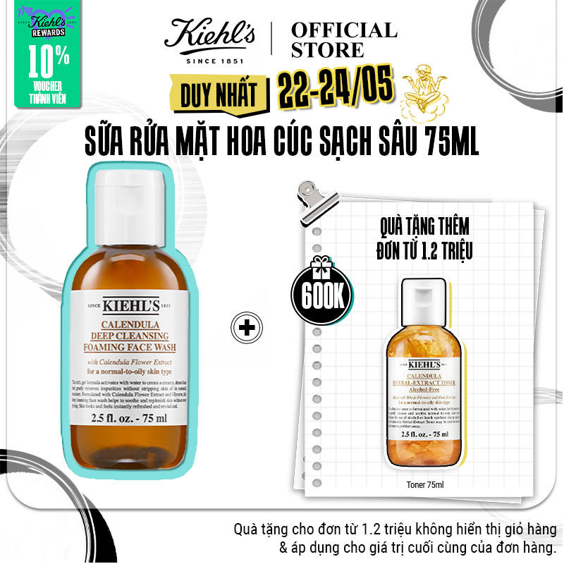 Sữa rửa mặt hoa cúc Kiehl's Calendula Deep Cleansing Foaming Face Wash