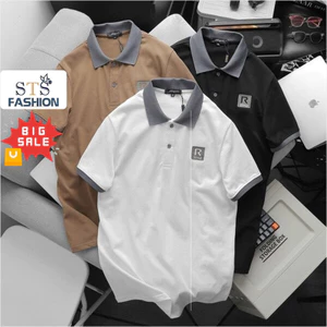 Áo Thun polo nam Cổ Bẻ Men R, Chất liệu 100% cotton, dệt gân nhỏ. Mềm, mịn, thấm hút, co giãn tốt, STS0215