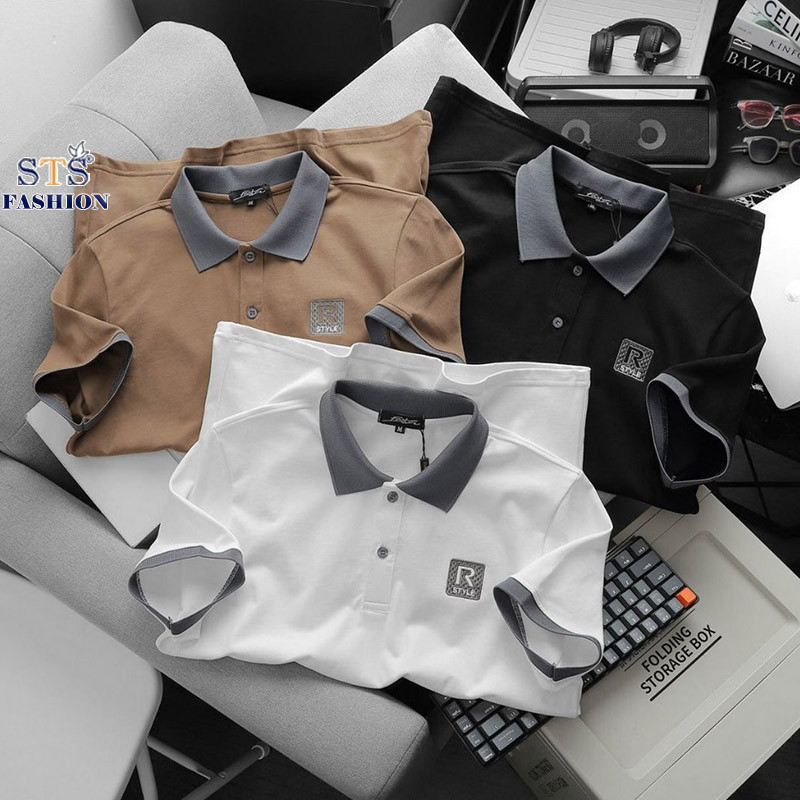 Áo Thun polo nam Cổ Bẻ Men R, Chất liệu 100% cotton, dệt gân nhỏ. Mềm, mịn, thấm hút, co giãn tốt, STS0215
