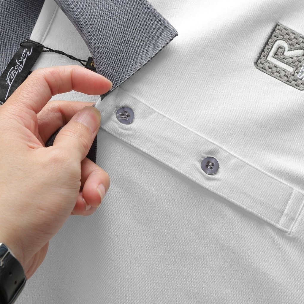 Áo Thun polo nam Cổ Bẻ Men R, Chất liệu 100% cotton, dệt gân nhỏ. Mềm, mịn, thấm hút, co giãn tốt, STS0215