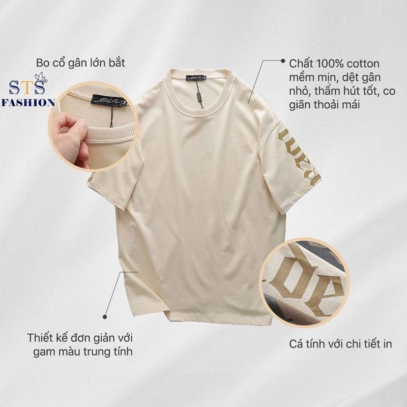 Áo Thun Oversize Idea,Chất liệu Cotton khô, 100% cotton dệt gân nhỏ, thấm hút tốt,co giãn mềm mại,thiết kế mới, STS0213