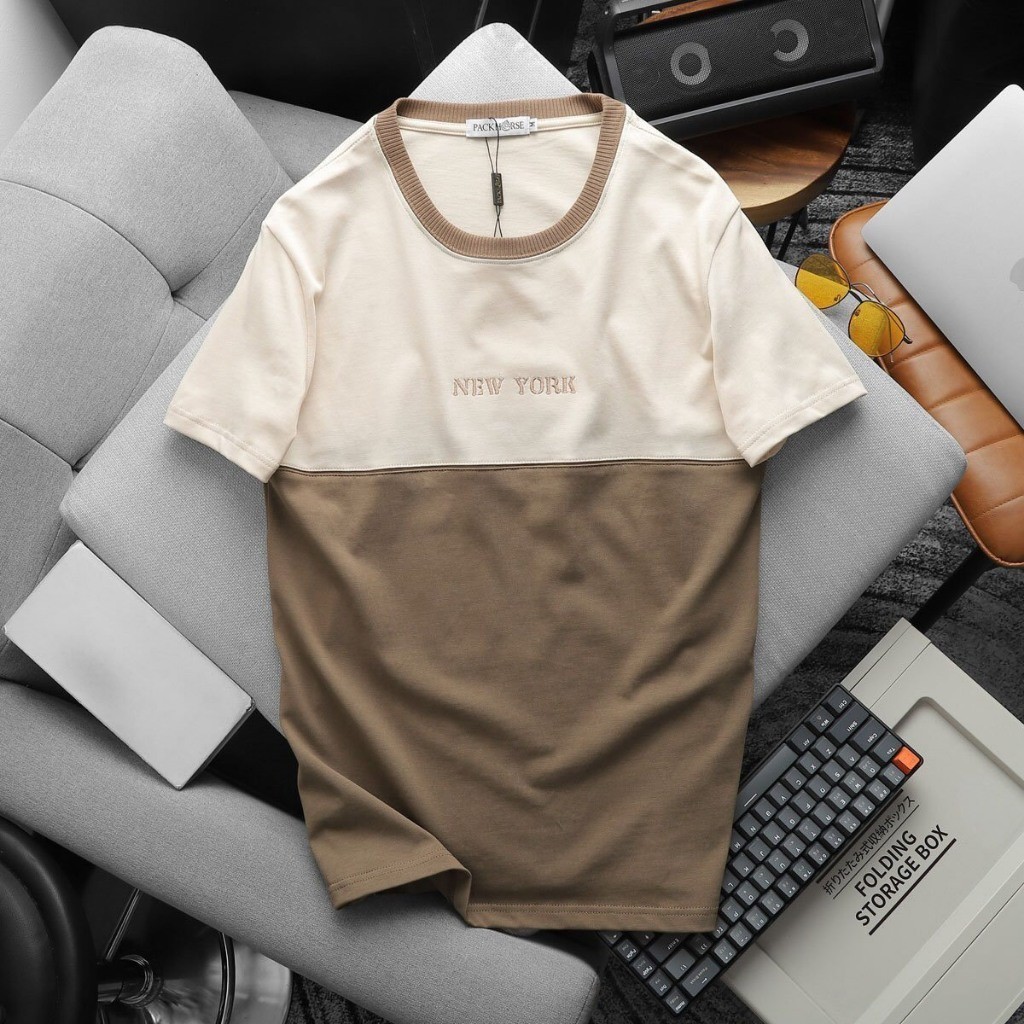 👕 Áo Thun Cổ Tròn NewYork Phối,100% cotton mềm mịn, dệt gân nhỏ, thoáng mát tuyệt đối, trẻ trung dễ phối đồ , STS 0221