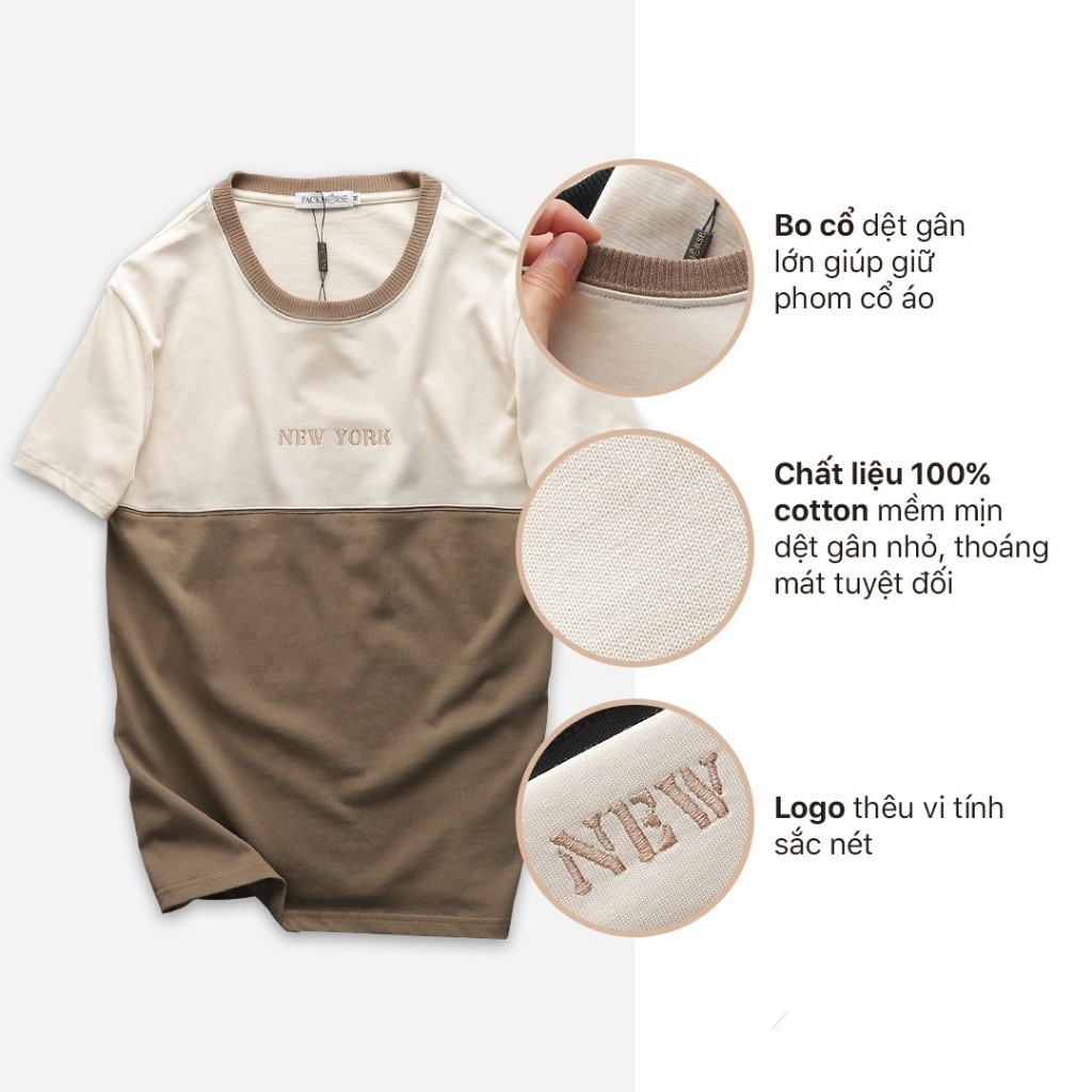 👕 Áo Thun Cổ Tròn NewYork Phối,100% cotton mềm mịn, dệt gân nhỏ, thoáng mát tuyệt đối, trẻ trung dễ phối đồ , STS 0221