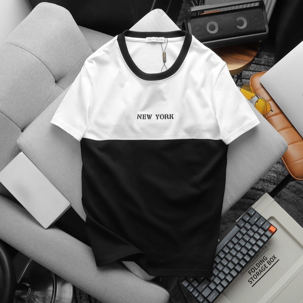 👕 Áo Thun Cổ Tròn NewYork Phối,100% cotton mềm mịn, dệt gân nhỏ, thoáng mát tuyệt đối, trẻ trung dễ phối đồ , STS 0221
