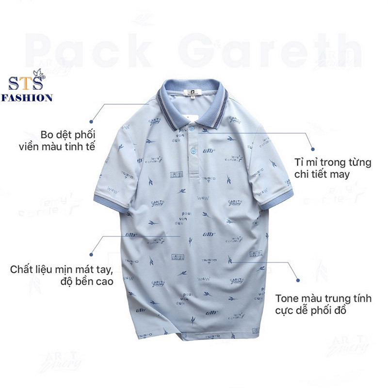 (Hàng Đẹp) Áo POLO nam Cổ Bẻ PackGareth, thun cá sấu poly cao cấp,mềm mịn, kháng khuẩn siêu mát -STS0182
