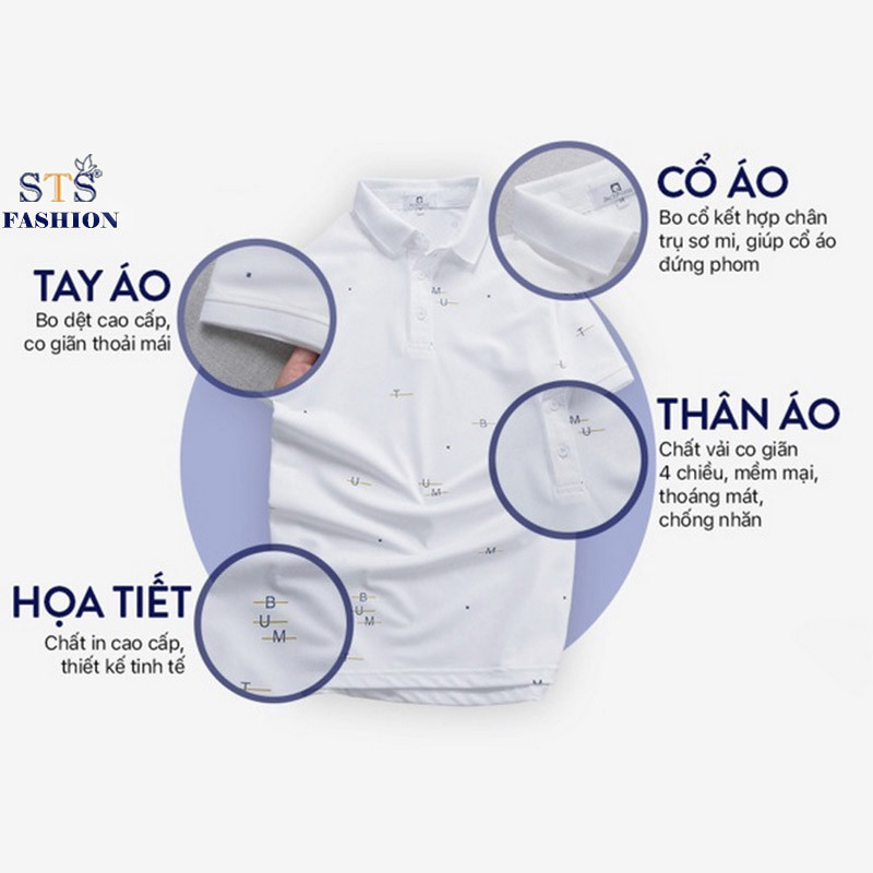 (Hàng Đẹp) Áo thun nam tay có cổ ngắn vải mát mịn, kiểu dáng đơn giản -STS0166