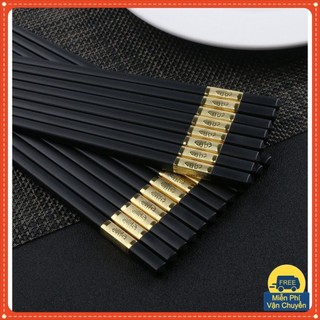 Combo 10 Đôi Đũa Hợp Kim Bàn Ăn Gia Đình Sang Trọng, Bền Bỉ màu đen cao cấp đang rất được ưa chuộng OKAMAS