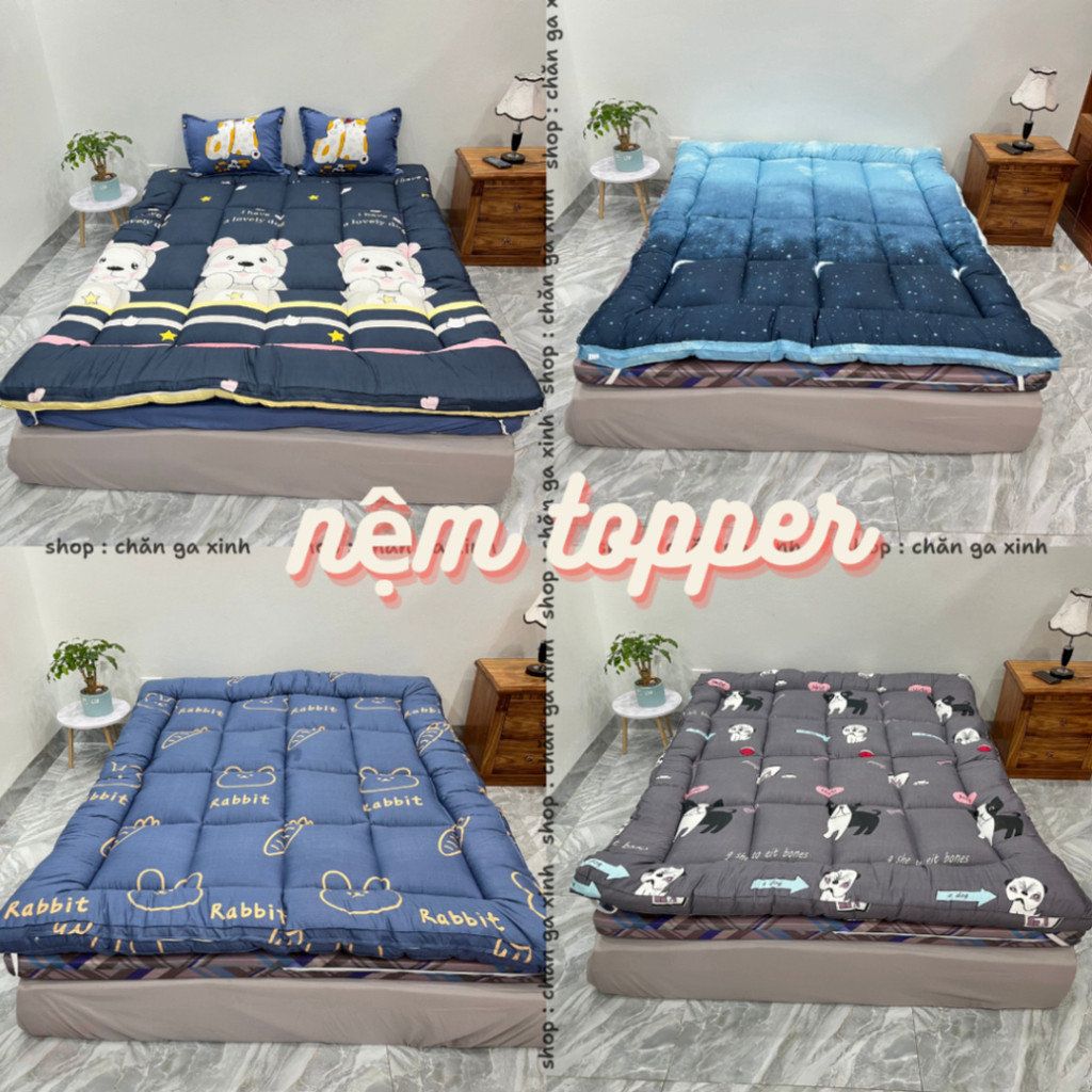 Nệm Topper dày tấm đệm topper tiện nghi cao cấp không lo bị xẹp gấp gọn ...