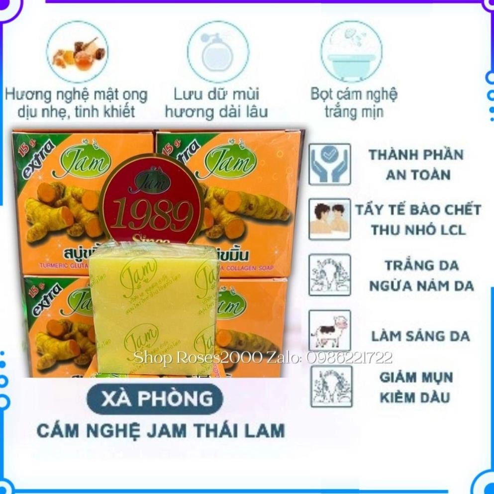 Xà Phòng Nghệ JAM Trắng Da Body Turmeric Gluta Collagen Soap Thái Lan
