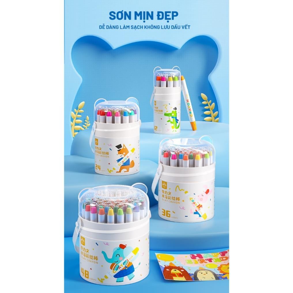 Hộp màu sáp lụa vặn Silky Crayon, màu dầu cho bé