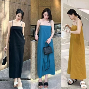Đầm linen hai dây form suông basic THY DRESS [Mya house]