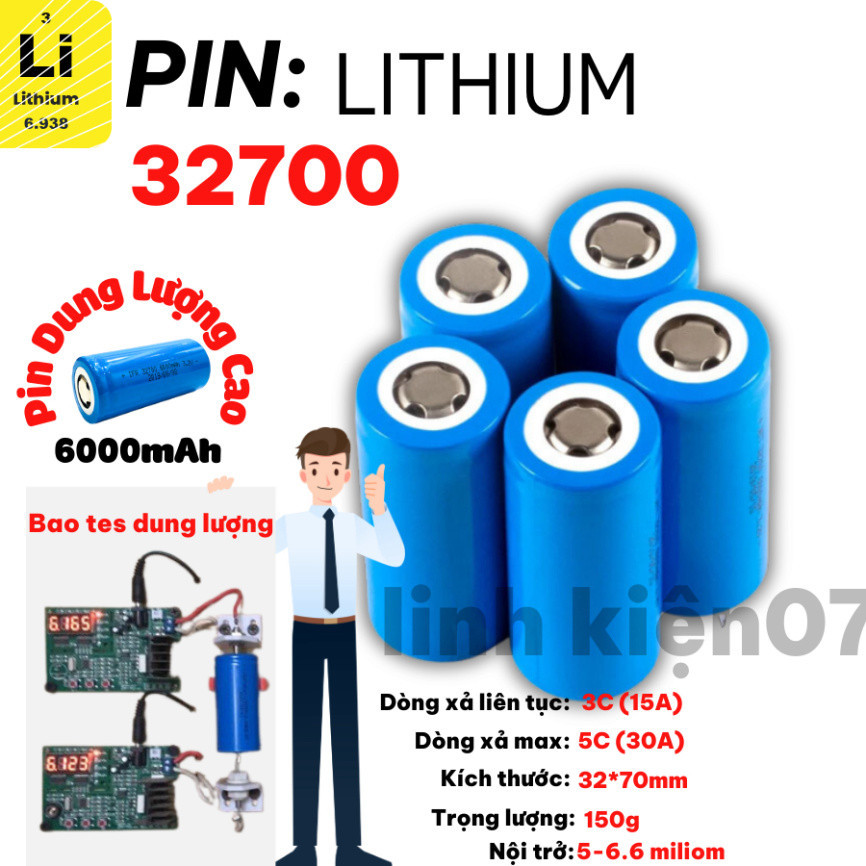 Pin lithium sắt 32700- 3.2V 6.0Ah (Chống cháy nổ, có thể dùng cho NL ...