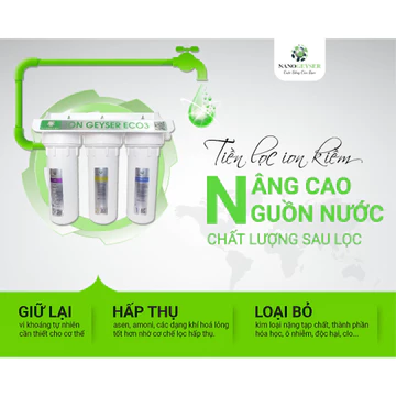Tiền lọc Ion Kiềm Nano Geyser ION ECO 3, Bộ tiền xử lý cho máy Ion Kiềm, Bảo hành 5 năm