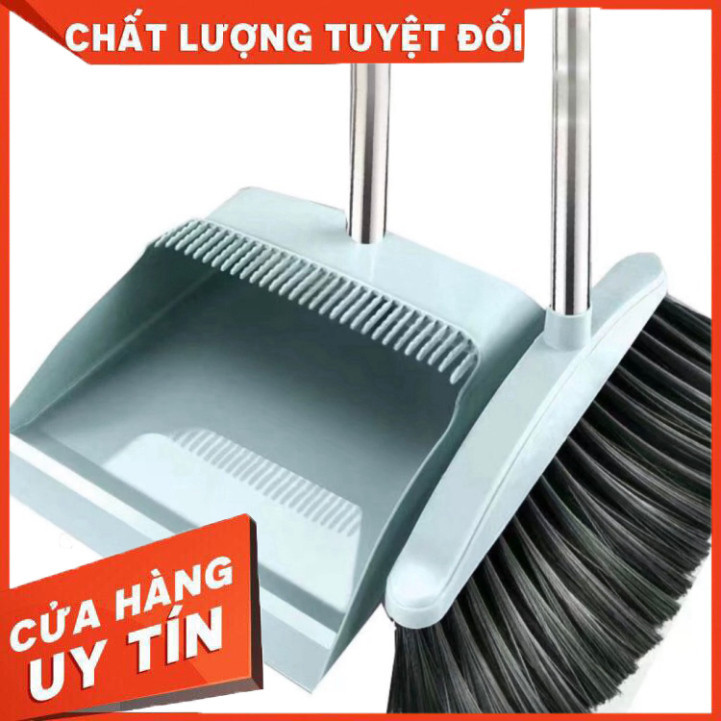 {loại 1} Bộ chổi quét nhà kèm hốt rác cán dài inox 2 trong 1 tiện lợi ...