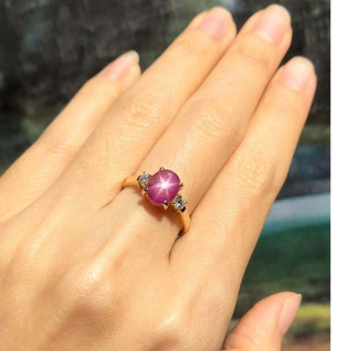 Nhẫn Nữ Hồng Ngọc Sao Yên_Bái, Vàng Màu 10k, Kích Thước 9x7x5mm, Trọng Lượng 4carat, May Mắn, Bình An, Cát Tường M63