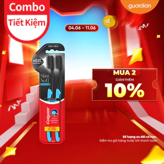 Bộ Đôi Bàn Chải Đánh Răng Mềm Mảnh Than Hoạt Tính Slimsoft Charcoal Colgate