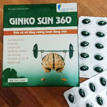 Hoạt huyết dưỡng não GINKO SUN 360 - Bảo vệ và tăng cường hoạt động não ginkgo hộp 100 viên