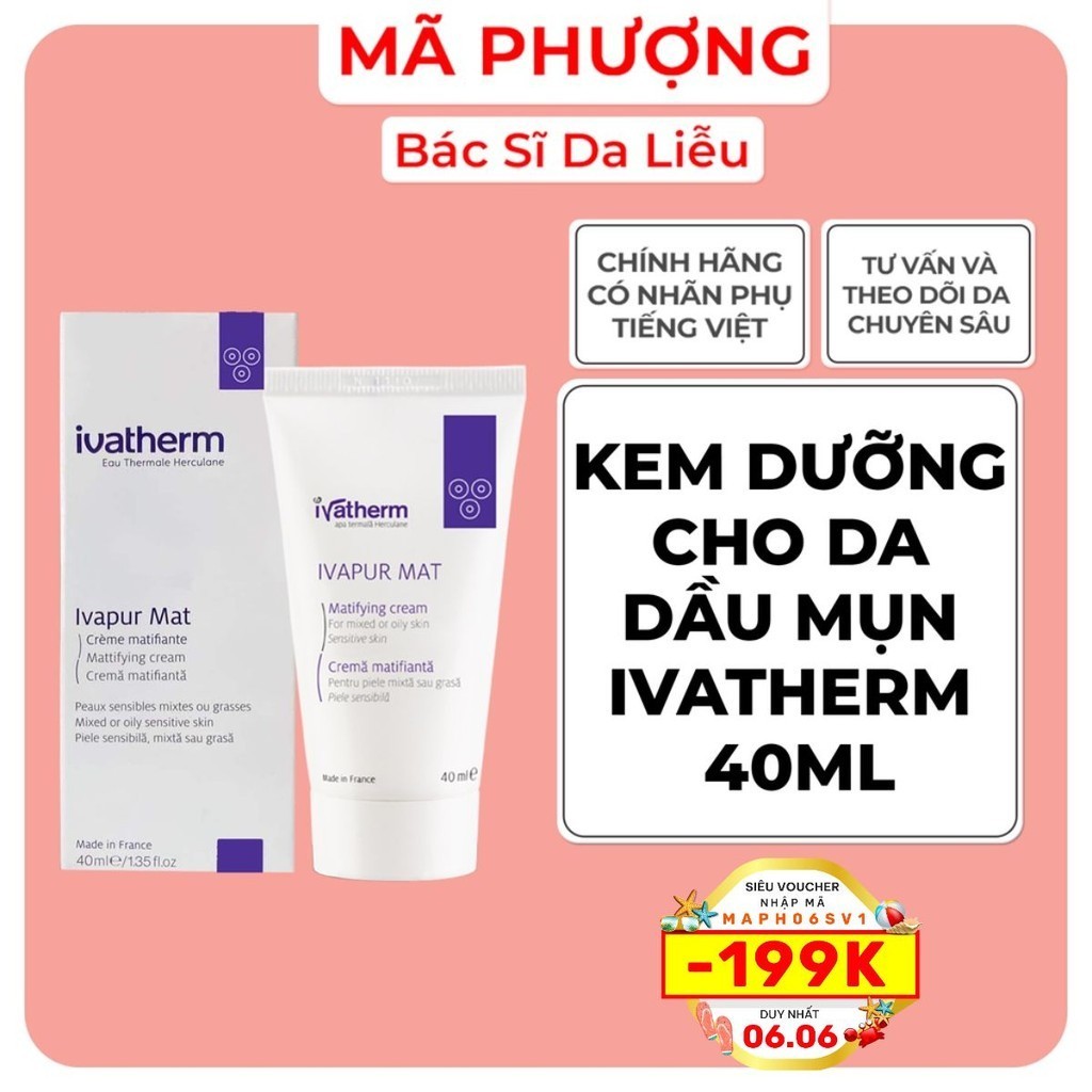 Kem dưỡng ẩm cho da dầu mụn IVAPUR MAT IVATHERM 40ml - Hàng chính hãng ...
