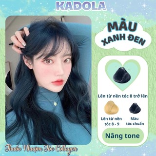 Thuốc nhuộm tóc Xanh Đen nhà KADOLA collagen dưỡng tóc bền màu tuýp dạng kem