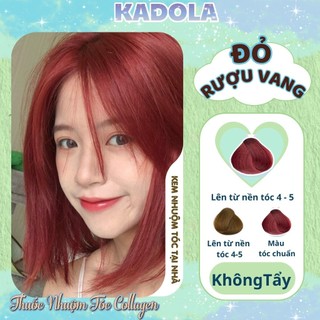 Thuốc nhuộm tóc màu đỏ rượu vang tặng kèm oxy trợ dưỡng và bao tay
