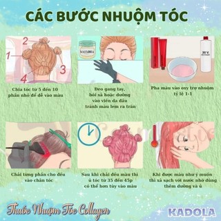 Thuốc Nhuộm Tóc Màu Đỏ Dâu Kadola Collagen Tặng Phụ Kiện Nhuộm Tại Nhà