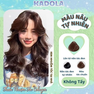 Thuốc nhuộm tóc nâu, thuốc nhuộm tóc NÂU TỰ NHIÊN không tẩy ặng kèm oxy trợ dưỡng và bao tay