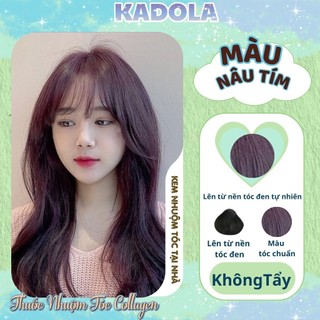 Thuốc nhuộm tóc màu nâu tím KADOLA không cần tẩy tóc nên từ nền đen dễ lên màu bền đẹp