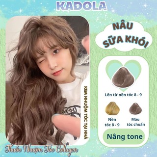 Thuốc Nhuộm Tóc Màu Nâu Sữa Khói KADOLA Siêu Dưỡng Nhiều Collagen - Tặng Phụ Kiện Nhuộm Tại Nhà