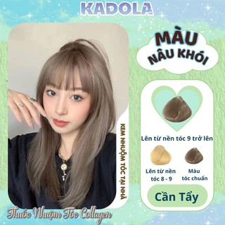 Thuốc nhuộm tóc màu nâu khói KADOLA cần tẩy tóc để lên màu chuẩn tặng bao tay và dụng cụ hỗ trợ