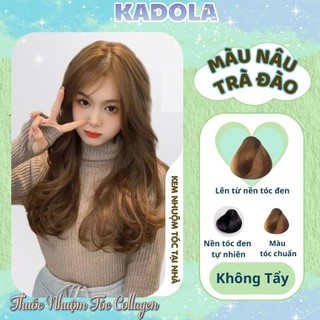 Thuốc nhuộm tóc màu NÂU TRÀ ĐÀO Nâng Tone không cần tẩy thuốc nhuộm siêu dưỡng bền màu
