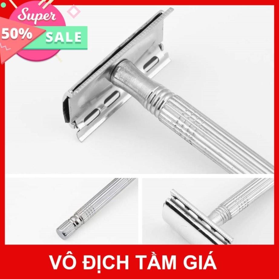 Dao cạo râu INOX cổ điển 6338 có thể thay lưỡi lam, Tặng kèm 10 lưỡi ...