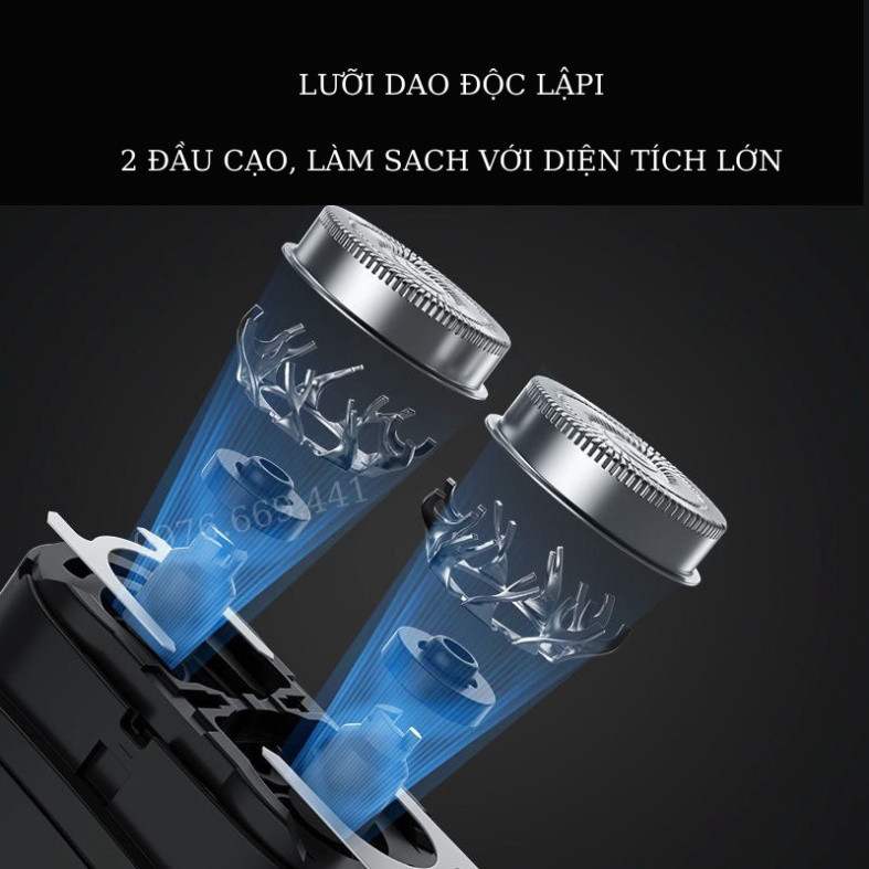 Máy Cạo Râu Mini 2 Lưỡi Cạo Nổi Máy Cạo Râu Đa Năng Đầu Cạo Chống Nước Đèn Rọi Ray ASAKI - R2