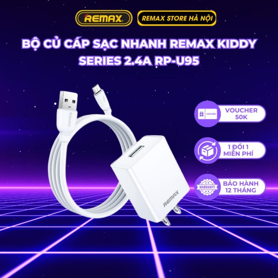 (CHÍNH HÃNG) Bộ củ cáp sạc nhanh REMAX Kiddy Series 2.4A RP-U95 Charger ...