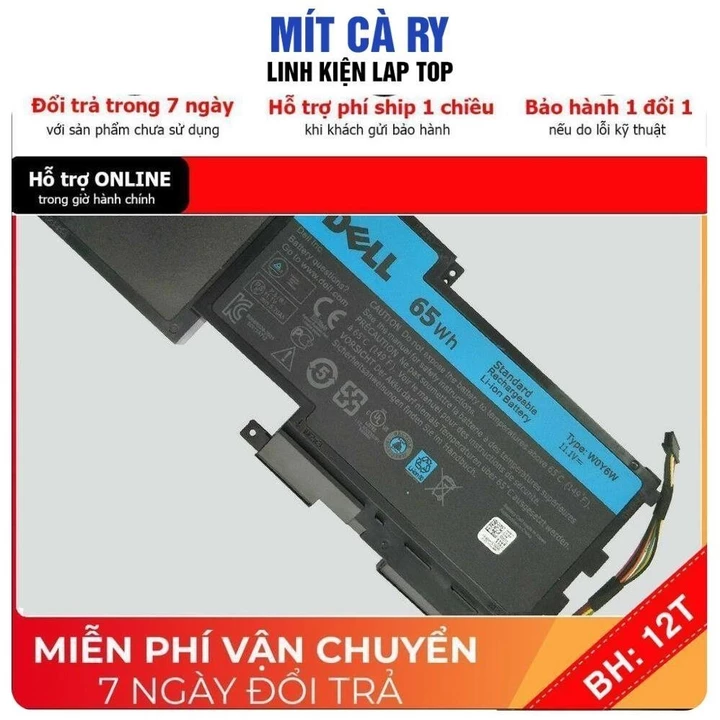 [BH12TH] ⚡️[Pin zin]Pin laptop Dell XPS L521X F233 3NPC0 Series WOY6W gắn trong Pin Zin