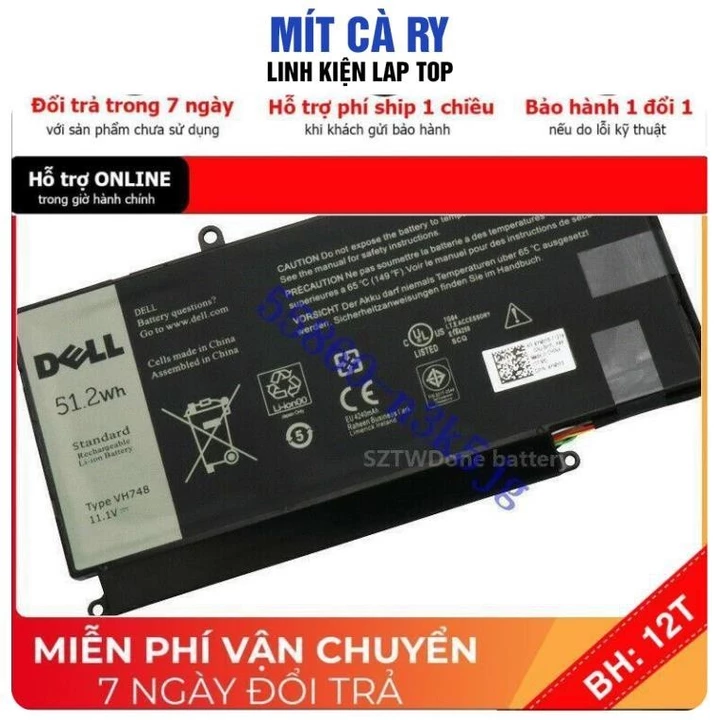 [BH12TH] ⚡️[Pin zin]Pin laptop Dell Vostro 5480, 14-5480, 5480A, V5480 V5460 V5470 V5480 5. VH748 6PHG8 Pin Zin