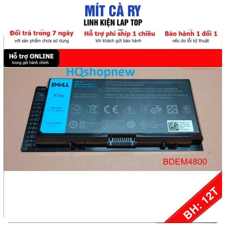 [BH12TH] ⚡️[Pin zin] Pin laptop Dell Precision FV993 FJJ4W T3NT1 M50 Pin Zin