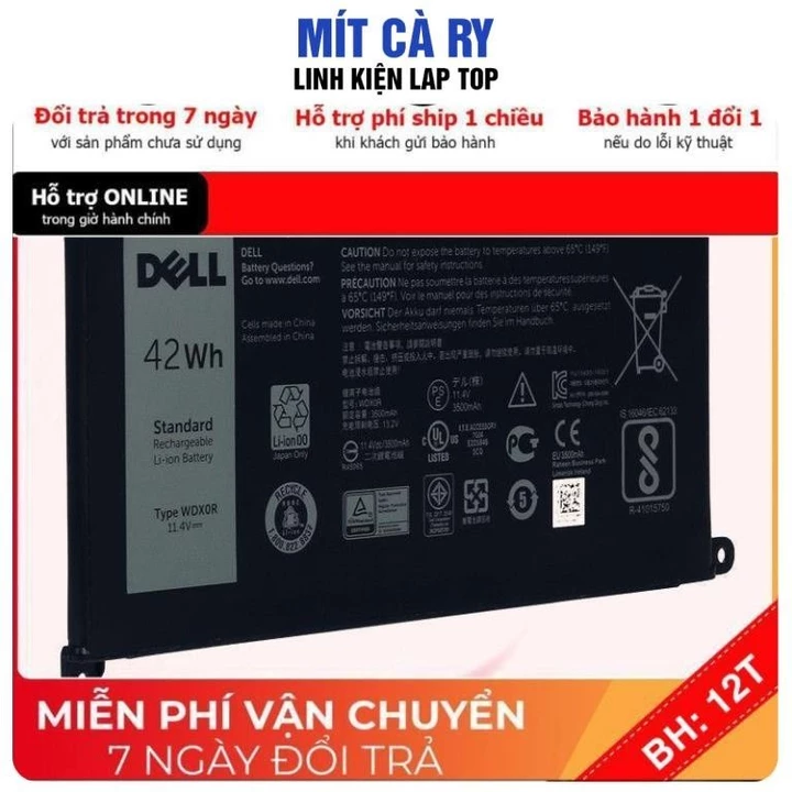 [BH12TH] ⚡️[Pin zin]Pin Laptop Dell Inspiron 14 7460 5765 5767 3CRH3 C4HCW FC92N 42Wh Pin zin