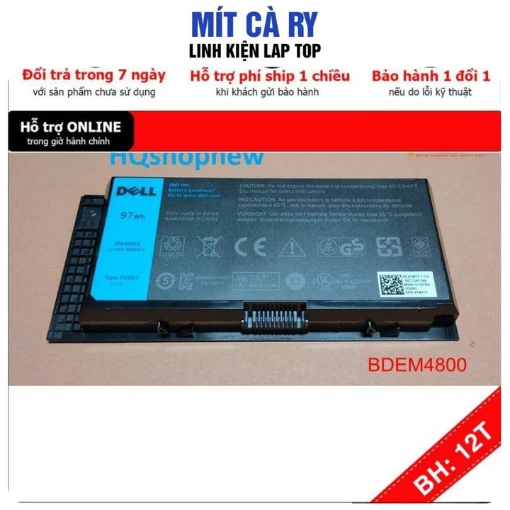 [BH12TH] ⚡️[Pin zin 97w] Pin laptop Dell Precision M4800 M4700 M4600 Pin Zin