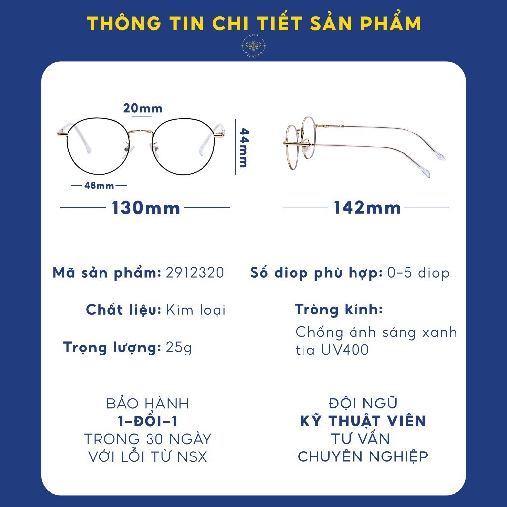 Ảnh Gọng kính kim loại tròn nam nữ LILYEYEWEAR phù hợp mặt nhỏ càng kính nhẹ nhàng màu sắc thời trang 2912320 4