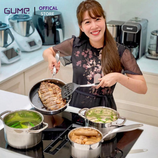 Bộ nồi chảo GUME, chất Liệu inox với đáy 5 lớp phù hợp với mọi loại bếp bảo hành 5 năm - Bếp Của Hà