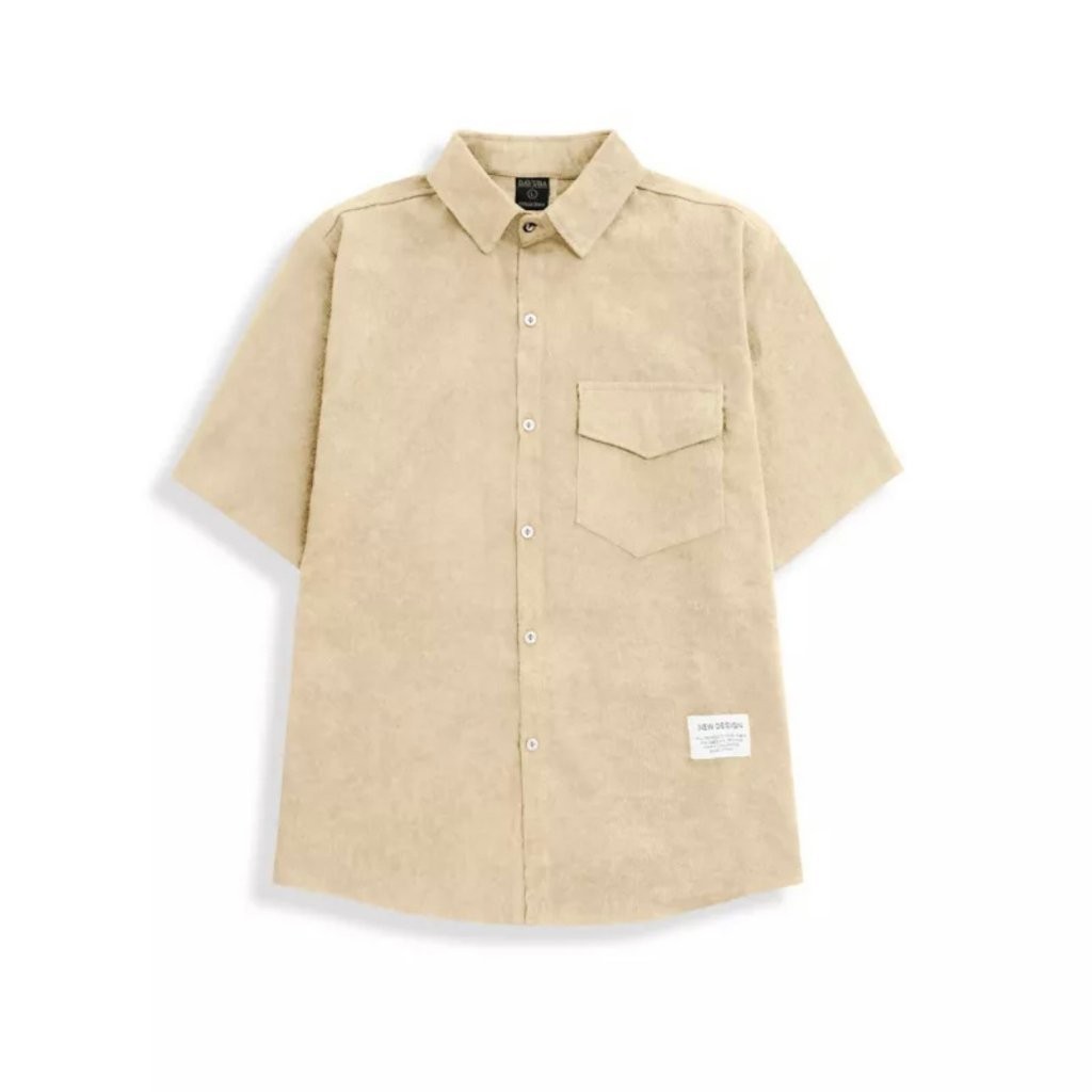 Áo Sơ Mi Nhung Tăm Tay Ngắn Unisex Kiểu Dáng Form Rộng HALLEY A4