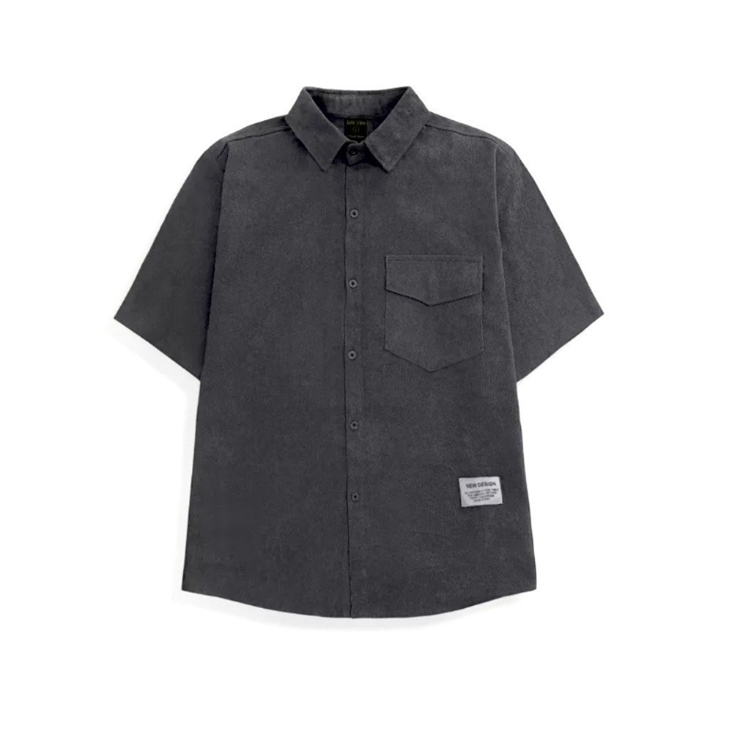 Áo Sơ Mi Nhung Tăm Tay Ngắn Unisex Kiểu Dáng Form Rộng HALLEY A4