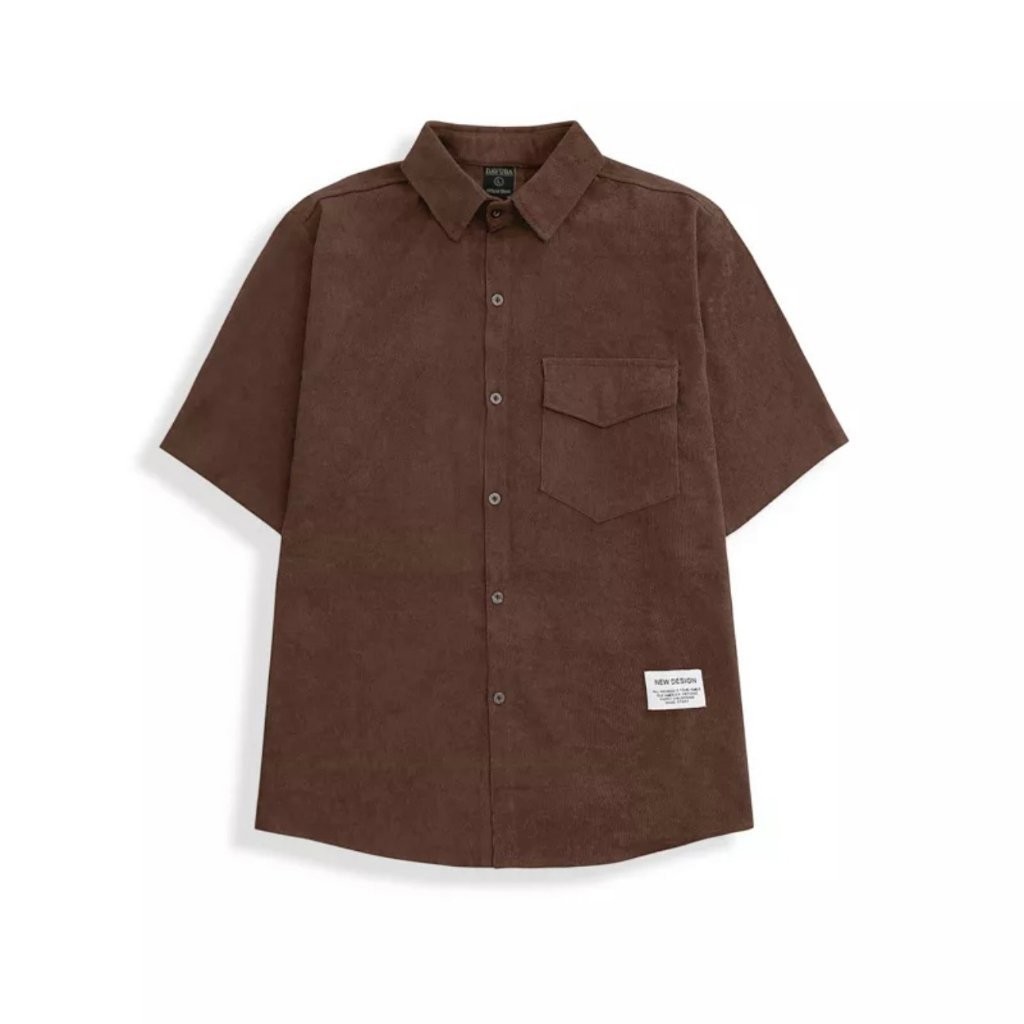 Áo Sơ Mi Nhung Tăm Tay Ngắn Unisex Kiểu Dáng Form Rộng HALLEY A4
